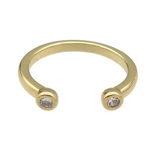 copper Ring pave zircon gold plated, approx 3.5mm, 18mm dia [FN30557]