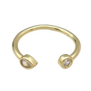 copper Ring pave zircon gold plated, approx 4mm, 18mm dia [FN30558]