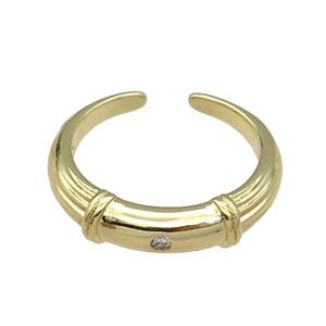 copper Ring pave zircon gold plated, approx 5mm, 18mm dia [FN30561]