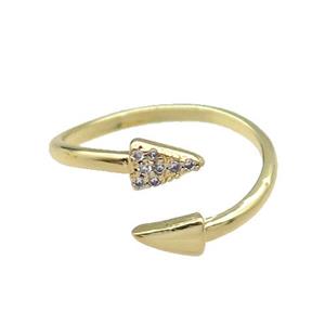 copper Ring pave zircon gold plated, approx 5-7mm, 18mm dia [FN30563]