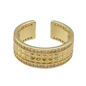 copper Ring pave zircon gold plated, approx 8mm, 18mm dia [FN30568]