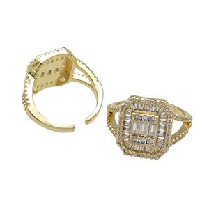 copper Ring pave zircon gold plated, approx 13-15mm, 18mm dia [FN30575]