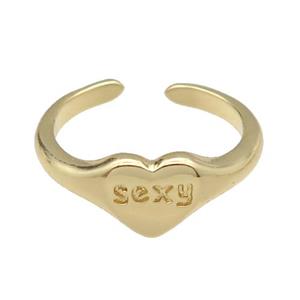 copper Ring Sexy Heart gold plated, approx 8.5mm, 18mm dia [FN30578]