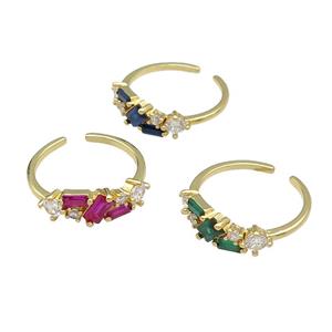 mix copper Ring pave zircon gold plated, approx 6mm, 18mm dia [FN30594]