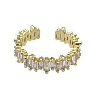 copper Ring pave zircon gold plated, approx 7mm, 18mm dia [FN30601]