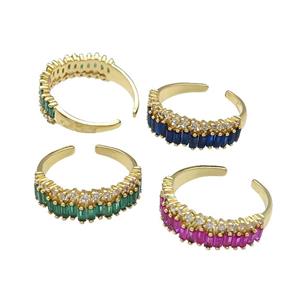 mix copper Ring pave zircon gold plated, approx 7mm, 18mm dia [FN30605]