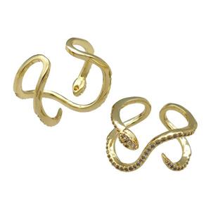 copper Ring pave zircon Snake gold plated, approx 15mm, 18mm dia [FN30621]