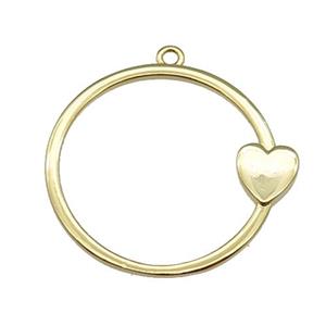 copper circle pendant heart gold plated, approx 25mm dia [FN30654]