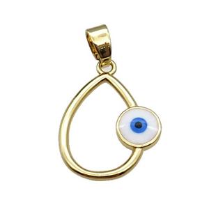 copper teardrop pendant enamel Evil Eye gold plated, approx 16-20mm [FN30656]