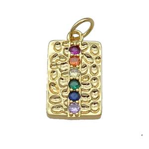 copper Rectangle pendant pave zircon gold plated, approx 11-17mm [FN30664]