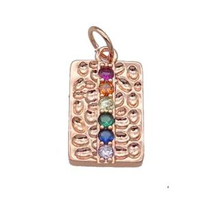copper Rectangle pendant pave zircon rose gold, approx 11-17mm [FN30665]