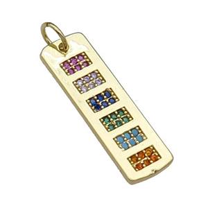 copper Rectangle pendant pave zircon gold plated, approx 8-29mm [FN30668]