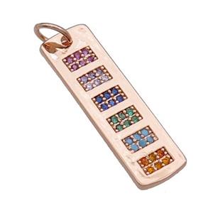 copper Rectangle pendant pave zircon rose gold, approx 8-29mm [FN30669]