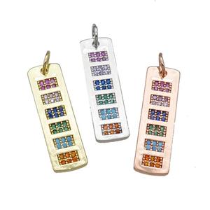 mix copper Rectangle pendant pave zircon, approx 8-29mm [FN30670]