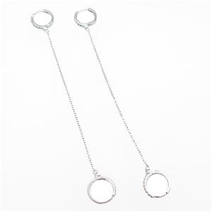 copper Hoop Earring pave zircon wire platinum plated, approx 15mm, 100mm length [FN30686]
