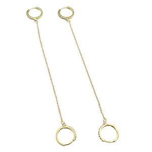 copper Hoop Earring pave zircon wire gold plated, approx 15mm, 100mm length [FN30687]