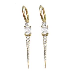 copper Hoop Earring pave zircon gold plated, approx 35mm, 14mm dia [FN30689]
