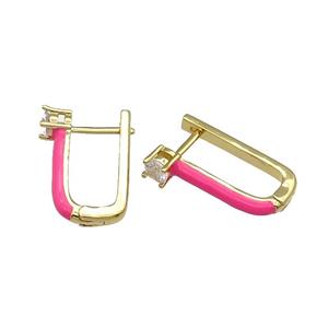 copper Latchback Earring hotpink enamel gold plated, approx 12-20mm [FN30692]