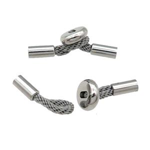 raw Stainless Steel CordEnd Clasp, approx 9mm, 30mm, 3mm hole [FN30712]