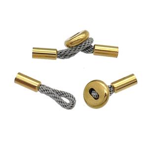 Stainless Steel CordEnd Clasp gold plated, approx 9mm, 30mm, 3mm hole [FN30713]