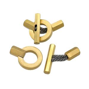 Stainless Steel CordEnd Clasp gold plated, approx 5-20mm, 20mm, 4mm hole [FN30715]