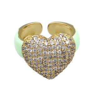 Copper Ring Pave Zircon Enamel Gold plated, approx 15-17mm, 18mm dia [FN30718]