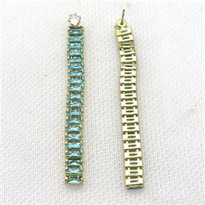 Copper Stud Earring Pave Green Zircon Gold Plated, approx 6mm, 60mm [FN30721]