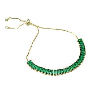 Copper Bracelet Pave Green Zircon Adjustable Gold Plated, approx 6mm, 90mm, 26cm length [FN30747]