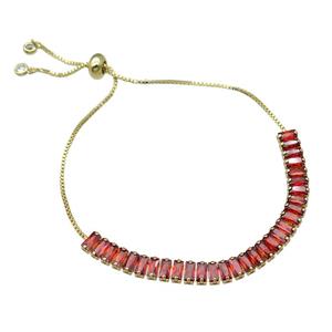 Copper Bracelet Pave Orange Zircon Adjustable Gold Plated, approx 6mm, 90mm, 26cm length [FN30751]