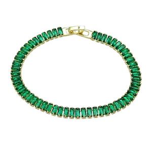 Copper Bracelet Pave Green Zircon Gold Plated, approx 6mm, 17cm length [FN30754]