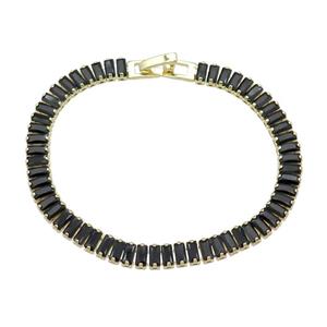 Copper Bracelet Pave Black Zircon Gold Plated, approx 6mm, 17cm length [FN30755]