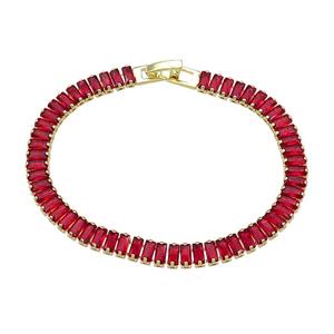 Copper Bracelet Pave Red Zircon Gold Plated, approx 6mm, 17cm length [FN30756]