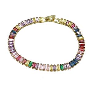 Copper Bracelet Pave Multicolor Zircon Gold Plated, approx 6mm, 17cm length [FN30757]