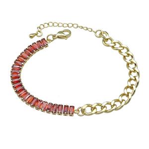 Copper Bracelet Pave Orange Zircon Gold Plated, approx 6-70mm, 6.5mm, 17-21cm length [FN30777]