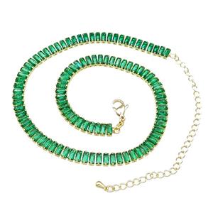 Copper Necklace Pave Green Zircon Gold Plated, approx 6mm, 31-41cm length [FN30827]
