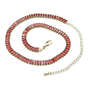 Copper Necklace Pave Orange Zircon Gold Plated, approx 6mm, 31-41cm length [FN30829]