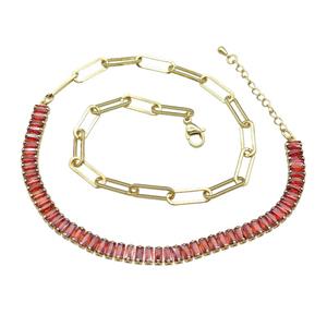 Copper Necklace Pave Orange Zircon Gold Plated, approx 6mm, 5-15.5mm, 41-45cm length [FN30837]