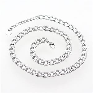 Stainless Steel Necklace Platinum Plated, approx 7-10mm, 40-45cm length [FN30866]