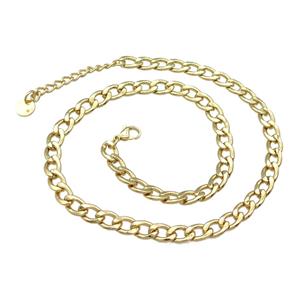 Stainless Steel Necklace Gold Plated, approx 7-10mm, 40-45cm length [FN30867]