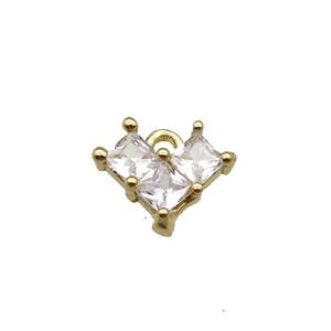 Copper Heart Pendant Pave Zircon Gold Plated, approx 8-10mm [FN30869]