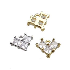 Copper Heart Pendant Pave Zircon Mixed, approx 8-10mm [FN30870]