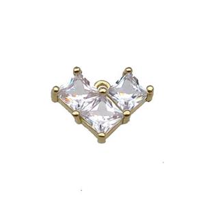 Copper Heart Pendant Pave Zircon Gold Plated, approx 12-16mm [FN30872]