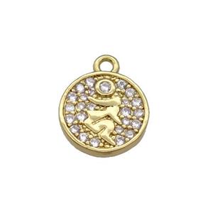 Copper Circle Pendant Pave Zircon Gold Plated, approx 10mm dia [FN30875]