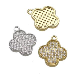 Copper Clover Pendant Pave Zircon Mixed, approx 13mm [FN30879]