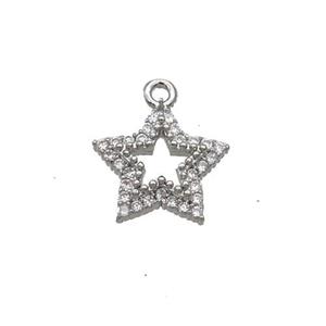 Copper Star Pendant Pave Zircon Platinum Plated, approx 11.5mm [FN30880]