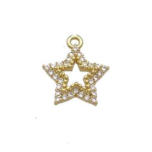 Copper Star Pendant Pave Zircon Gold Plated, approx 11.5mm [FN30881]