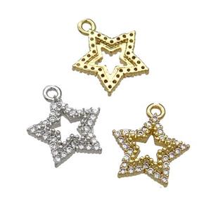 Copper Star Pendant Pave Zircon Mixed, approx 11.5mm [FN30882]