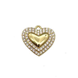 Copper Heart Pendant Pave Zircon Gold Plated, approx 15mm [FN30887]