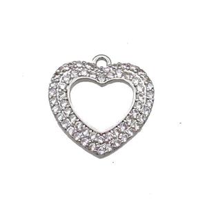 Copper Heart Pendant Pave Zircon Platinum Plated, approx 15.5mm [FN30889]
