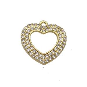 Copper Heart Pendant Pave Zircon Gold Plated, approx 15.5mm [FN30890]